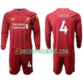 Fotbalový Komplet Liverpool Virgil van Dijk 4 Dětské Domácí 2019-2020 Dlouhý Rukáv (+ trenýrky)